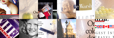 Micro-thumbnails of some of our advertising, corporate & marketing print design work that appears in the tour.